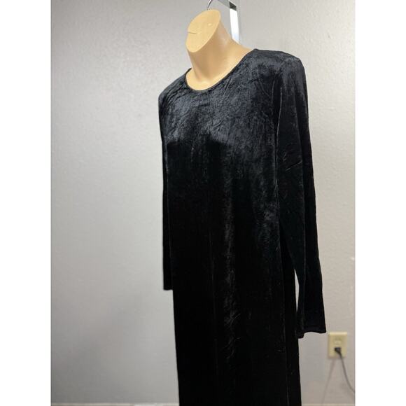 EILEEN FISHER Black Velvet Long Sleeve Maxi Dress Size Small Holiday - Picture 4 of 14